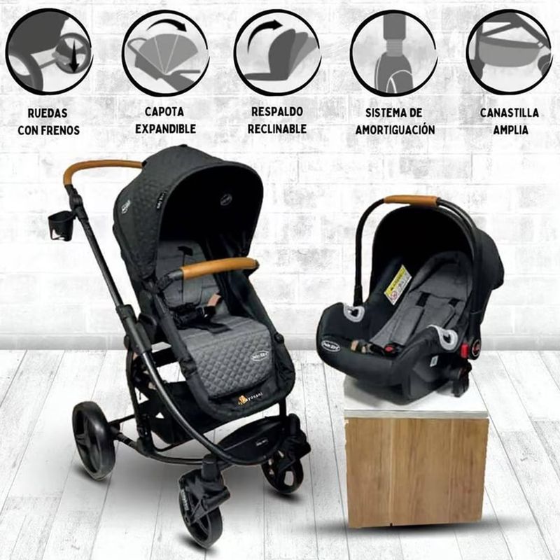 BABY KITS - Coche Para Bebe Travel System PRIMA PLUS Black