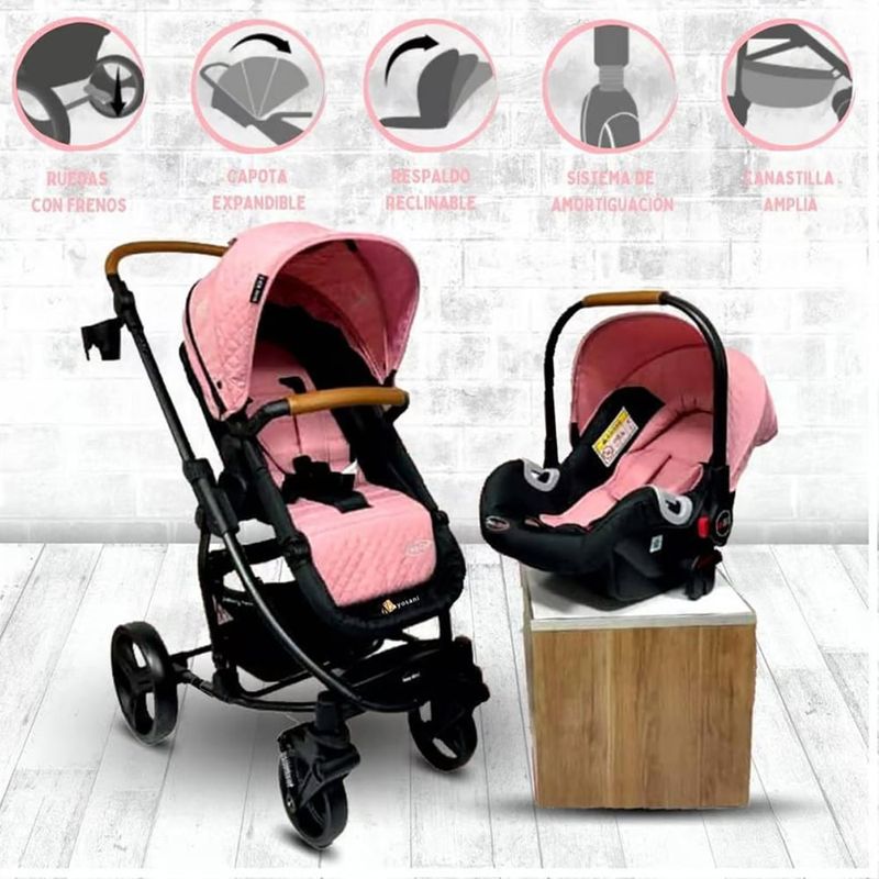 BABY KITS - Coche Para Bebe Travel System PRIMA PLUS Pink