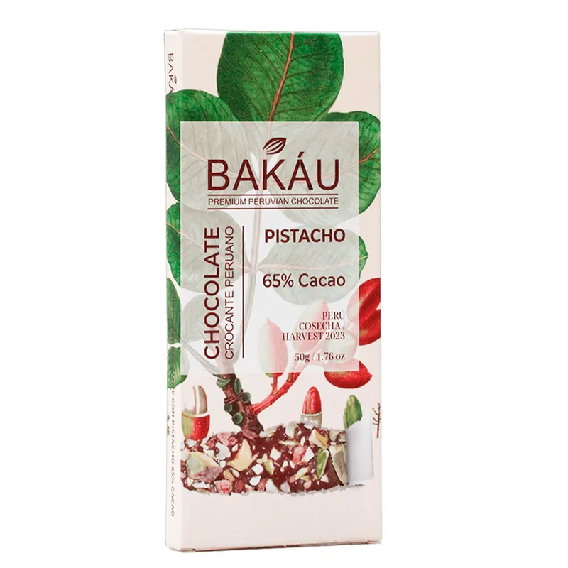 BAKAU - Chocolate con Pistacho Bakáu 65% Cacao x 50g