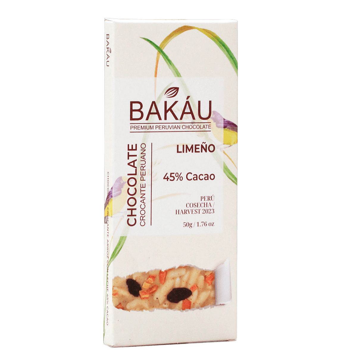 BAKAU - Chocolate Blanco con Arroz Popeado x 50g