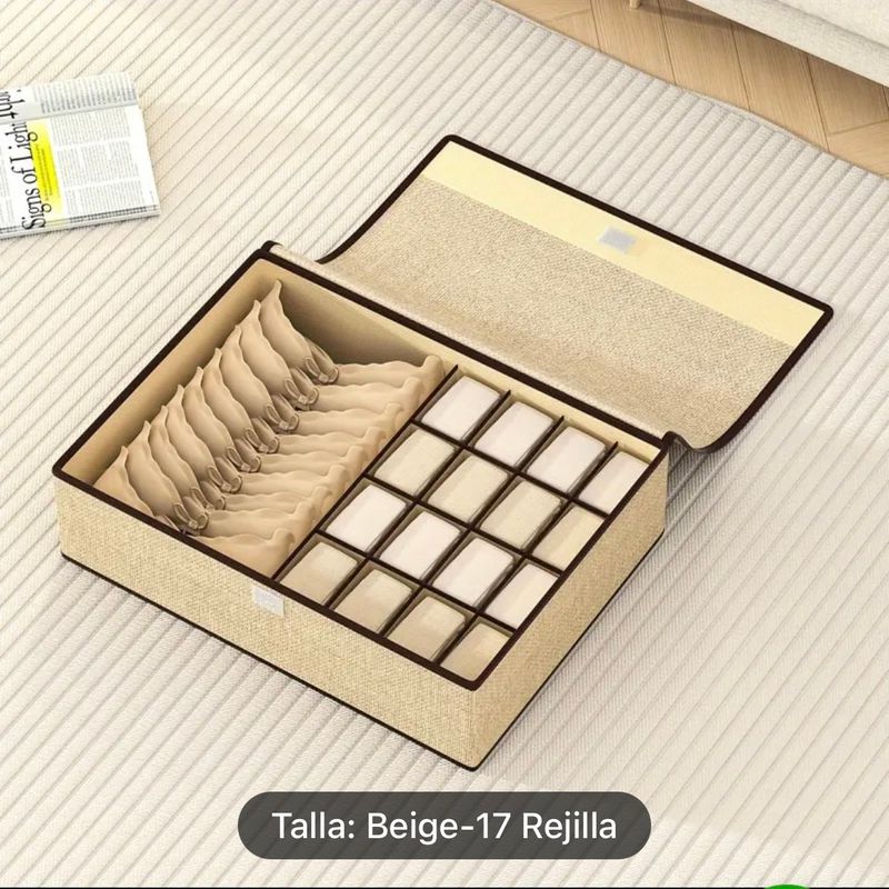 GENERICO - Caja de almacenamiento de ropa interior con tapa Crema