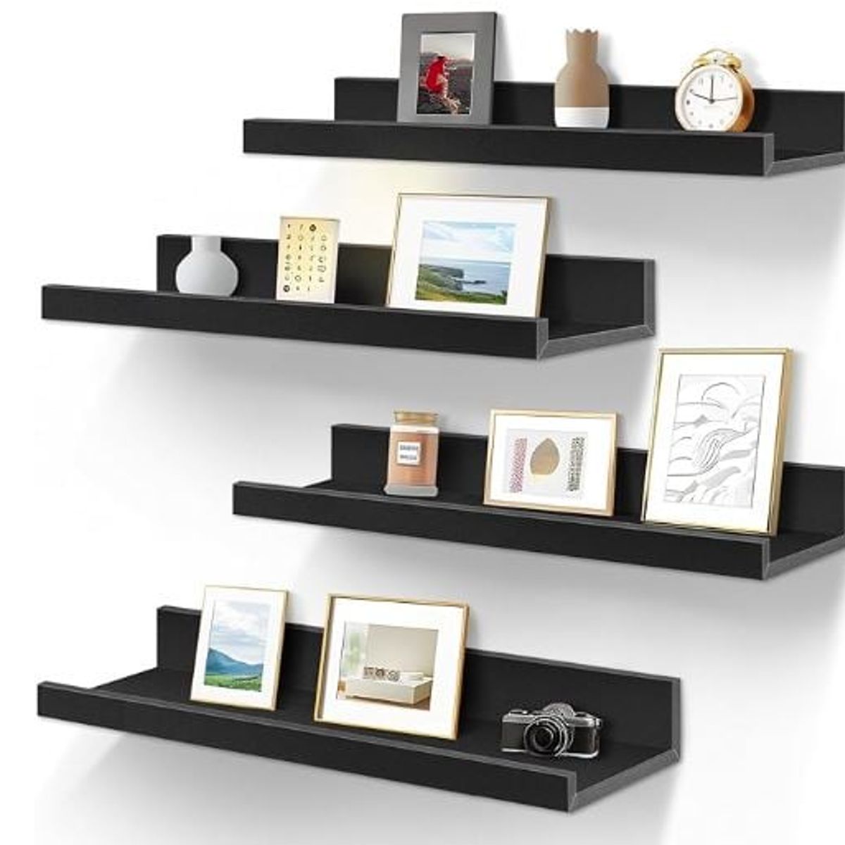 GENERICO - Repisa Flotante Con Borde De Melamina Negro 40CM