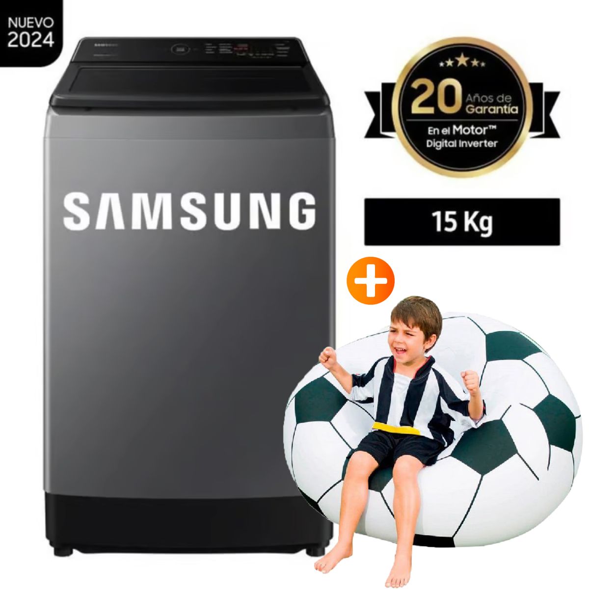 SAMSUNG - Lavadora Samsung EcoBubble 15KG WA15CG5441BD Gris Claro.