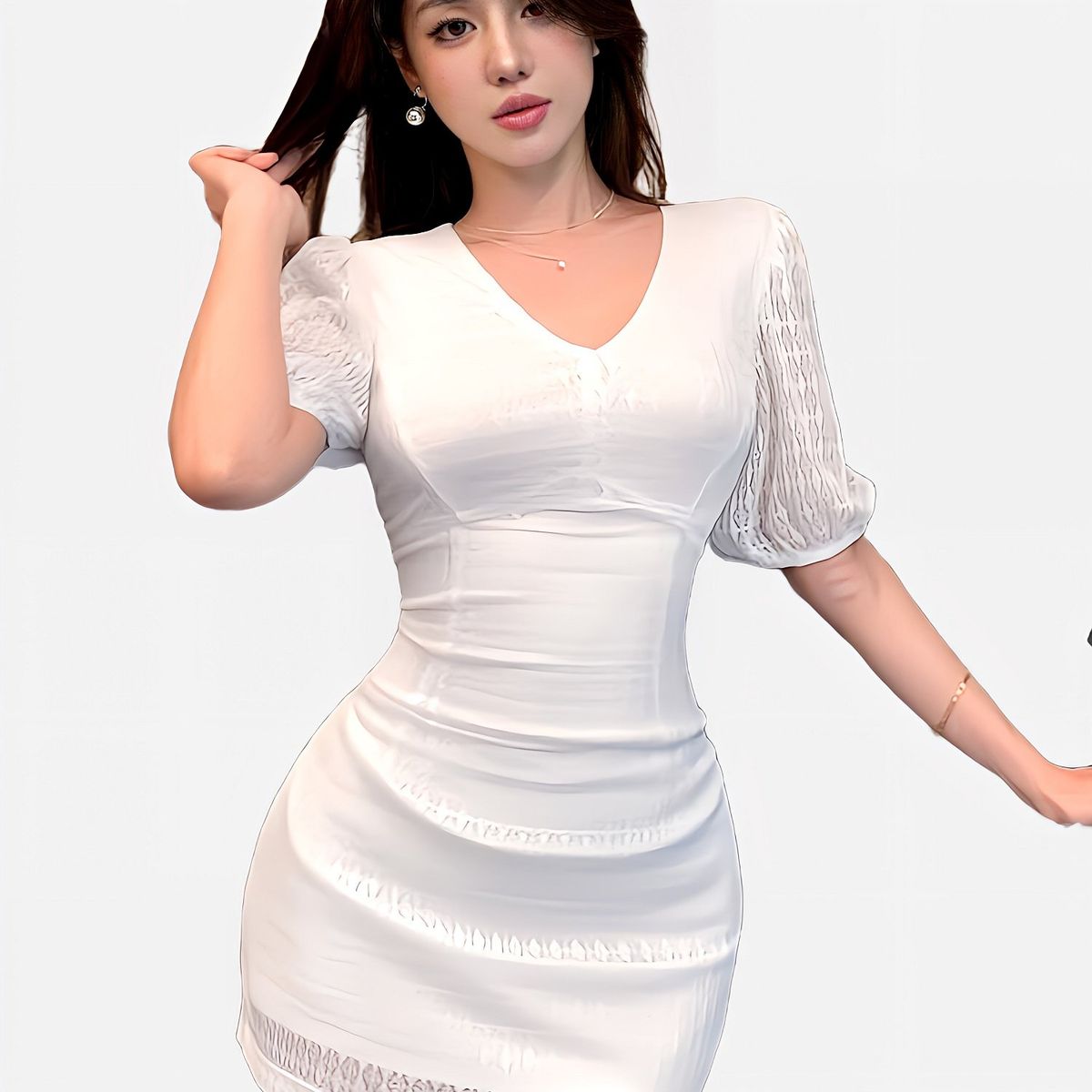 GENERICO - VESTIDO AJUSTADO BLANCO LOLITAS COQUETTE K-POP
