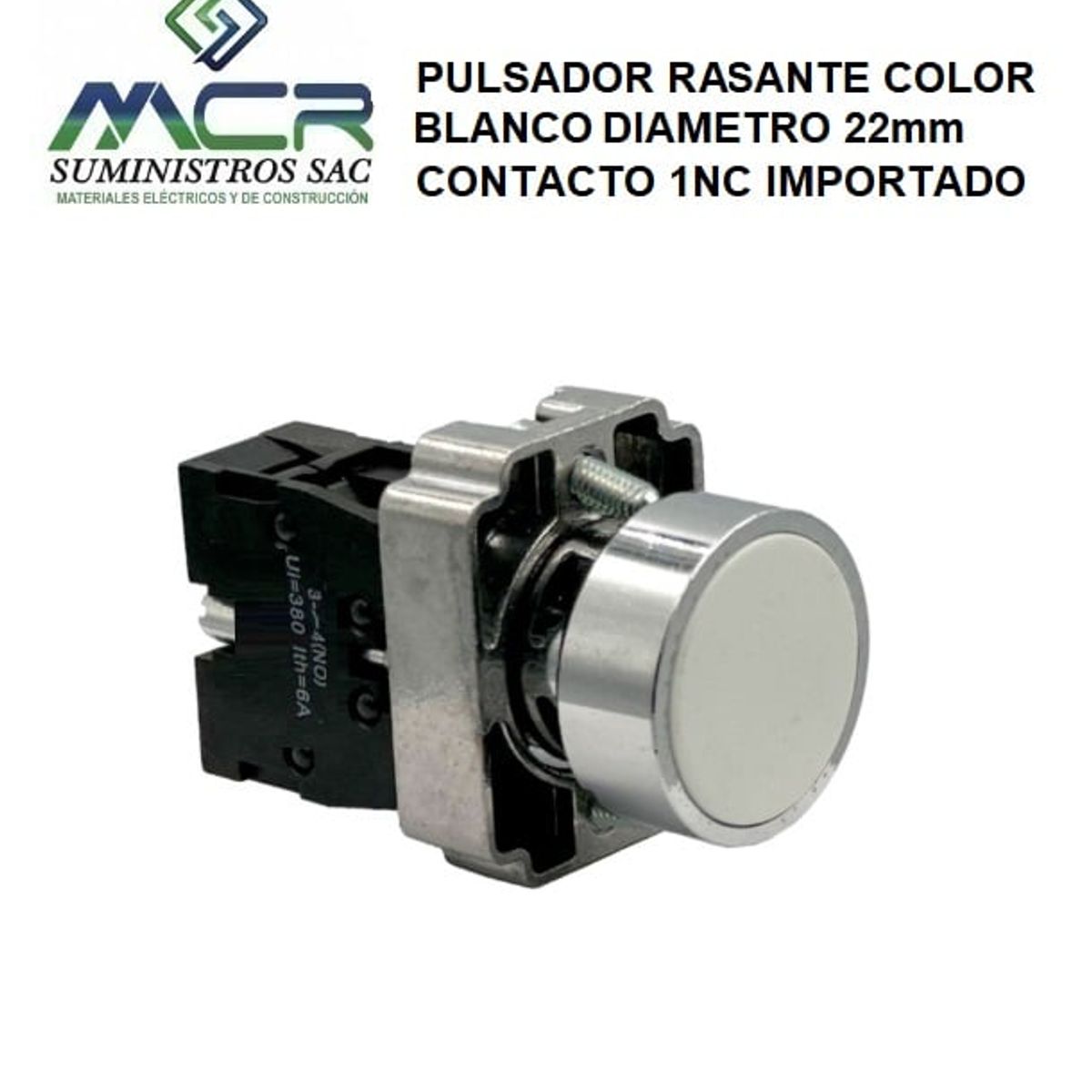 GENERICO - PULSADOR RESANTE COLOR BLANCO DIAMETRO 22mm CONTACTO 1NC IMPORTADO