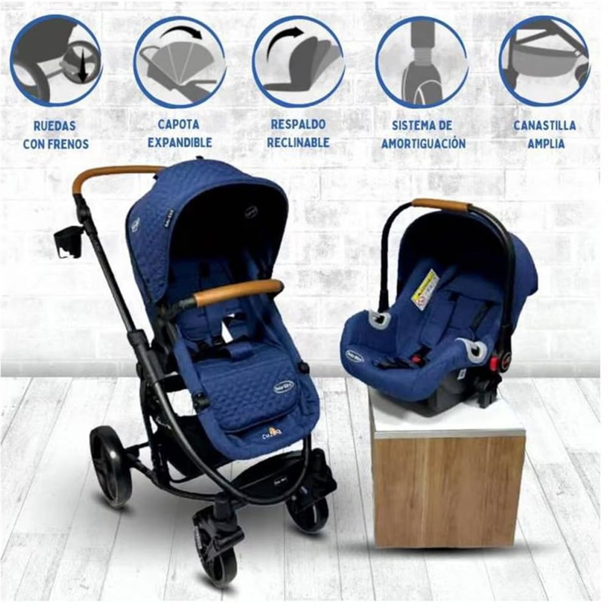 BABY KITS - Coche Para Bebe Travel System PRIMA PLUS Blue