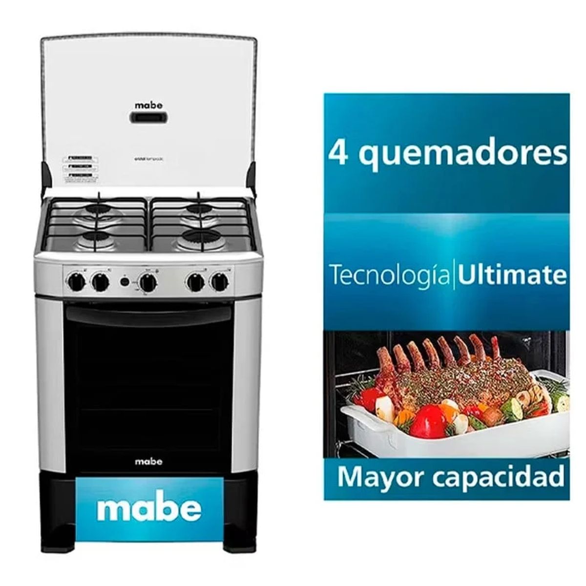 MABE - MABE COCINA DE PIE CMP6014AG0 4 QUEMADORES SILVER