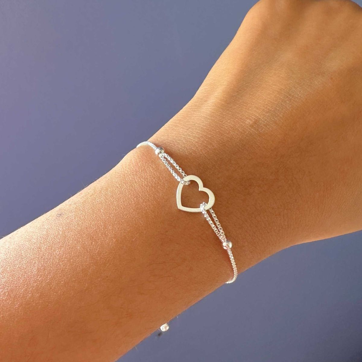 GENERICO - Pulsera regulable de corazón en plata