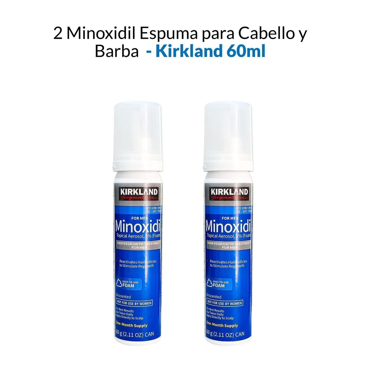 IMPORTADO MC - Minoxidil Espuma Kirkland 60ml 2 Unidades
