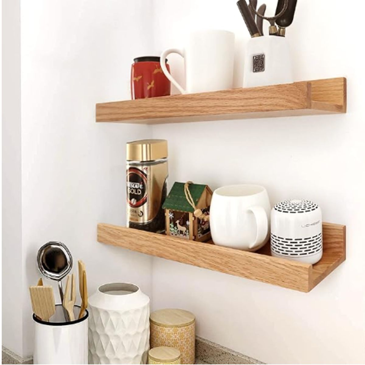 GENERICO - Repisa Flotante Con Borde De Melamina Minimalista 40 CM