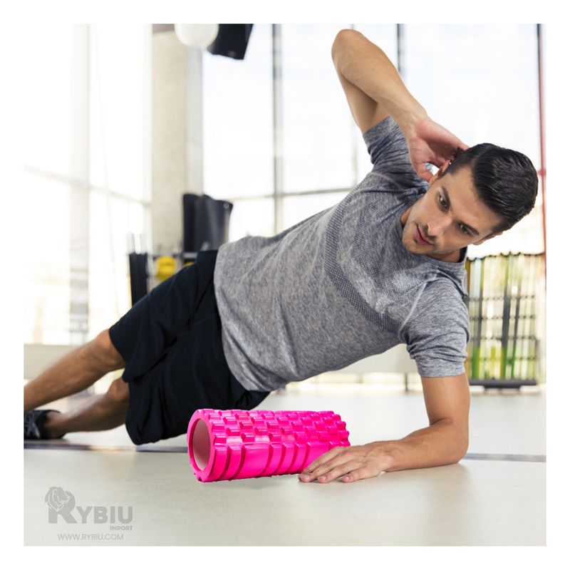 RYBIU IMPORT - Roler Ergonomico para Ejercicio en Fucsia Y+Regalo Stickers