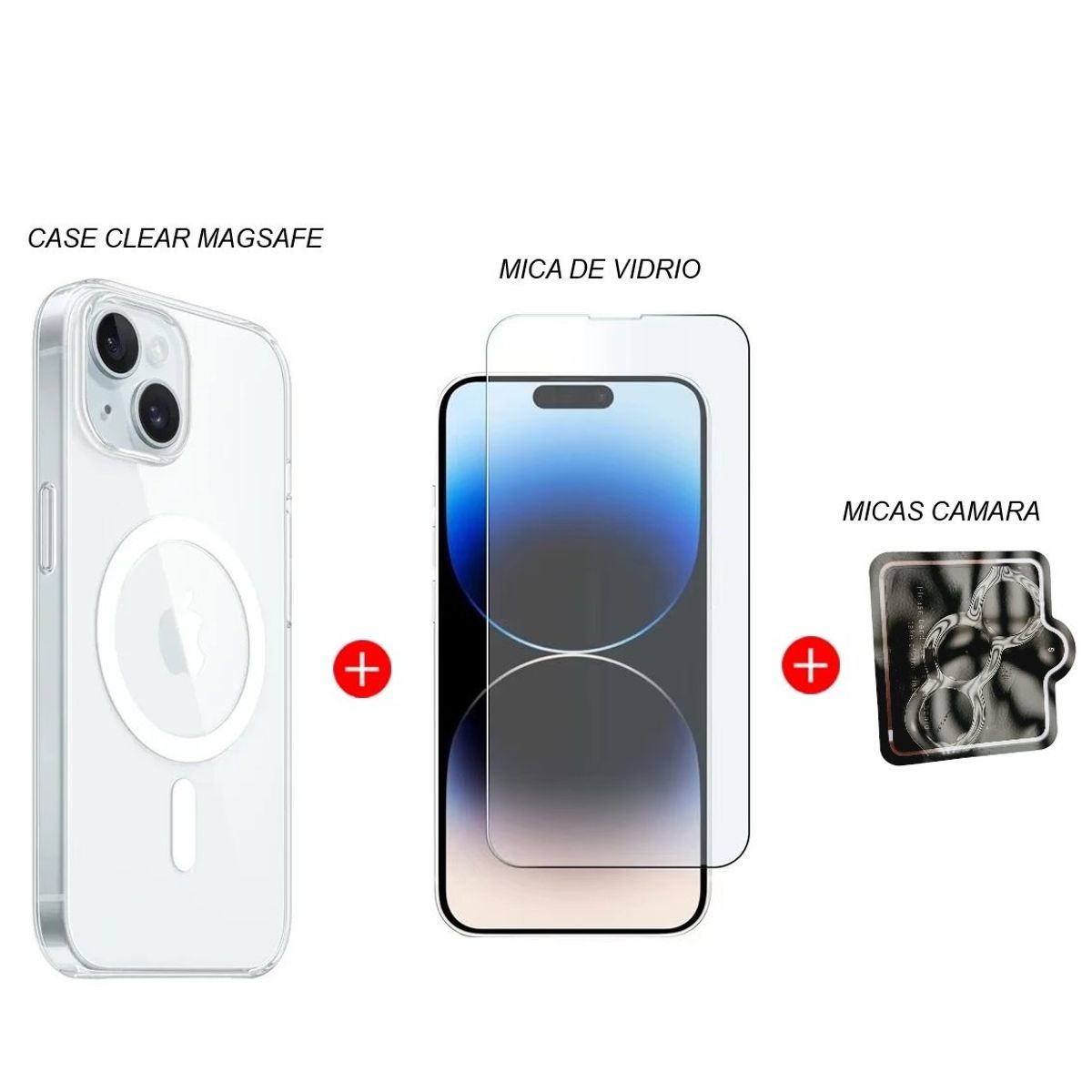 GENERICO - Case Magsafe + Micas para IPHONE 15 PRO MAX - Clear