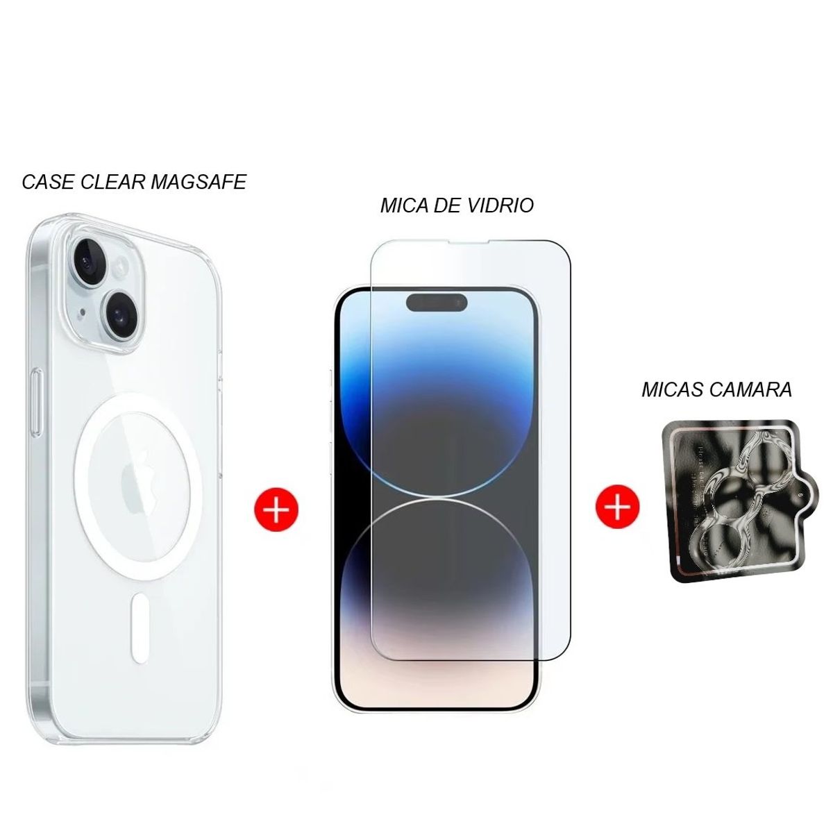 GENERICO - Case Magsafe + Micas para IPHONE 15 - Clear