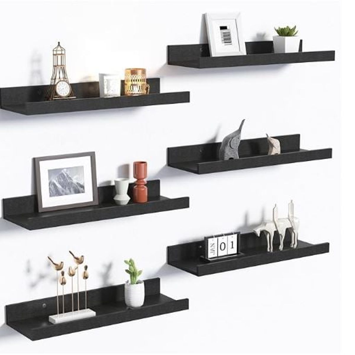 GENERICO - Repisa Flotante Con Borde De Melamina Negro 60CM