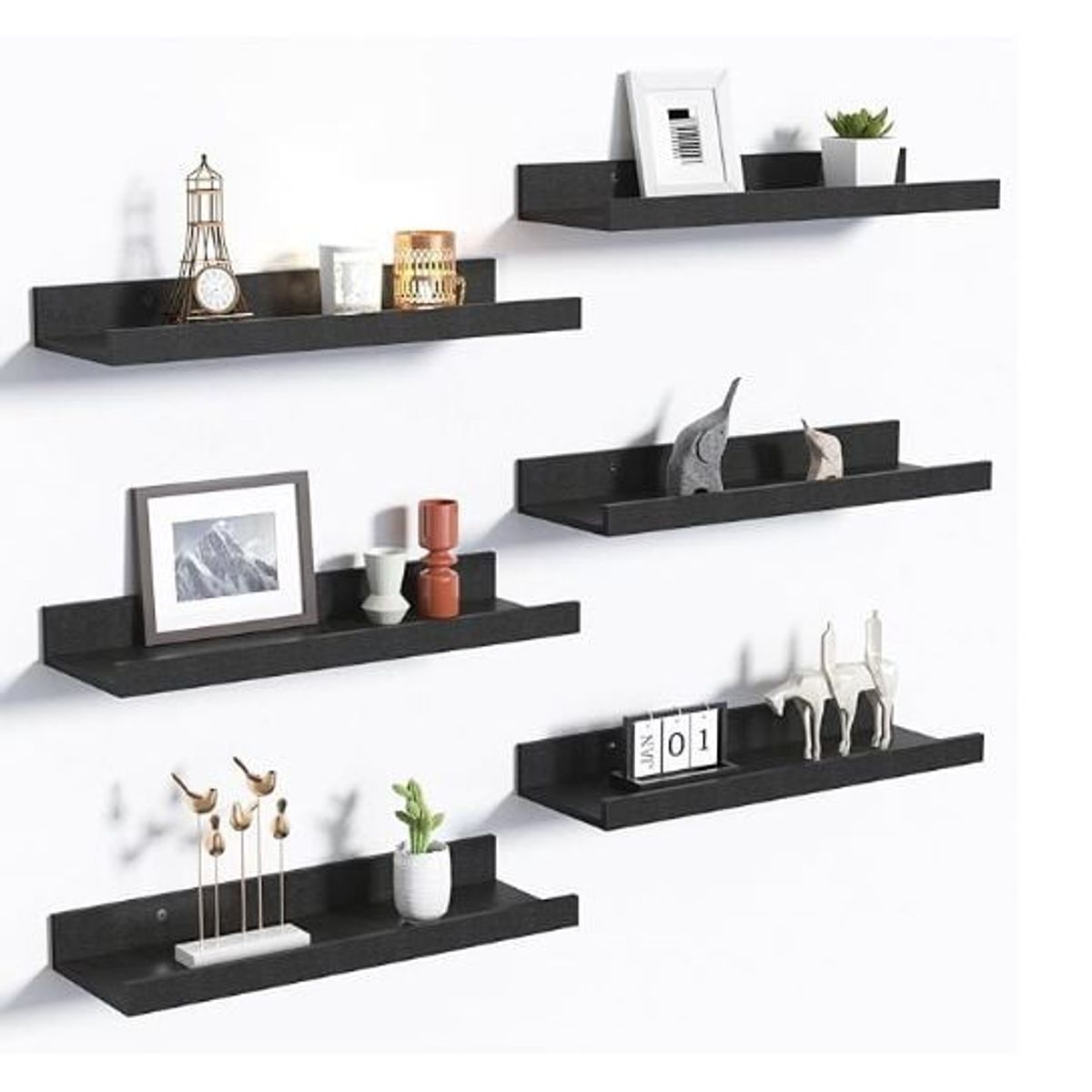 GENERICO - Repisa Flotante Con Borde De Melamina Negro 60CM