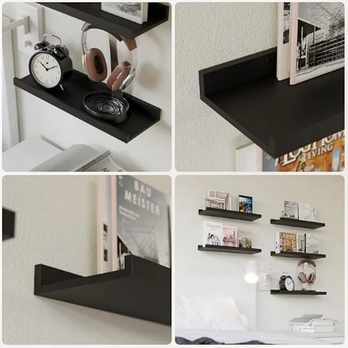 GENERICO - Repisa Flotante Con Borde De Melamina Negro 60CM