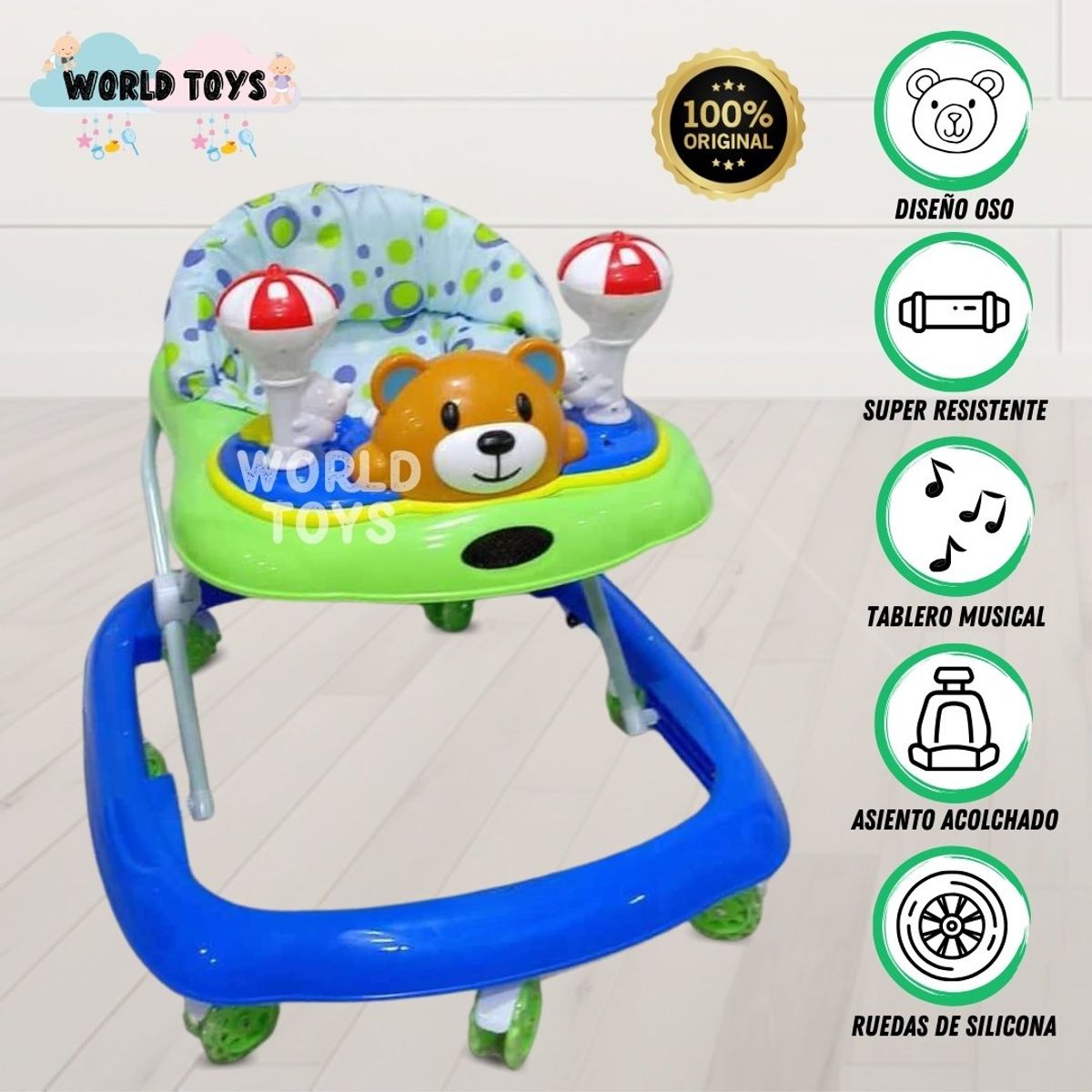 BABY - Andador Para Bebé Musical «OSITO II» Green