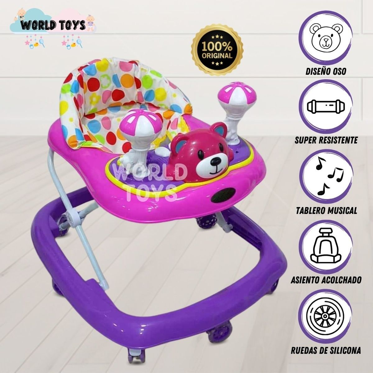 BABY - Andador Para Bebé Musical «OSITO II» Purple