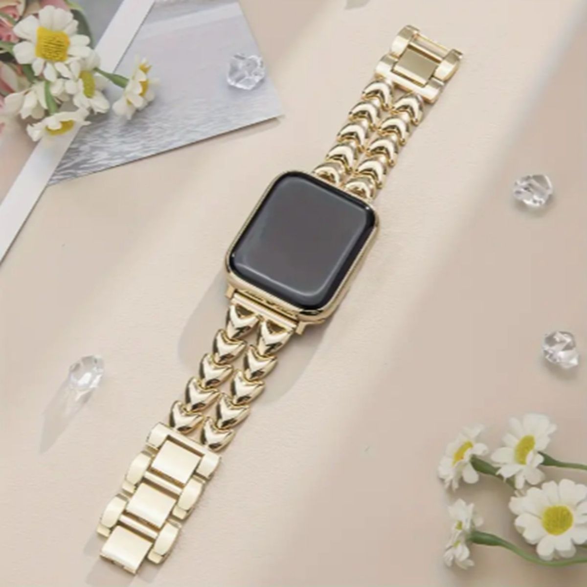 GENERICO - Correa Metalica Doble Coraznes 49mm - Dorado