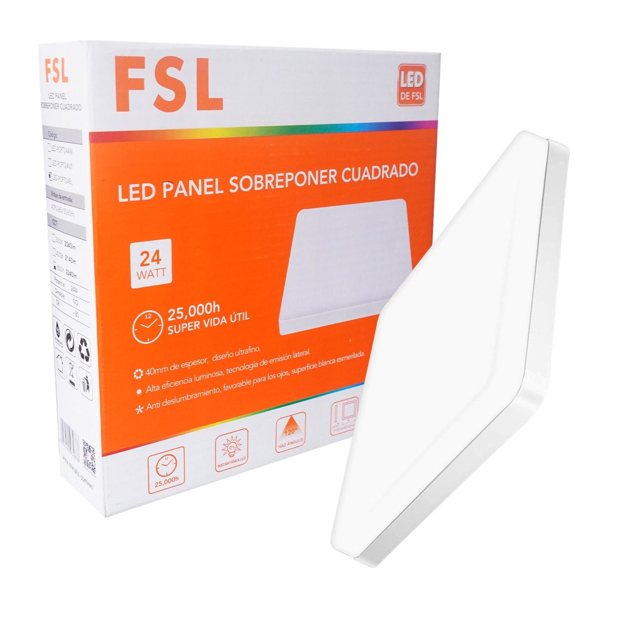 UYUSTOOLS - PANEL LED CUADRADO LUZ BLANCO 24W FSL