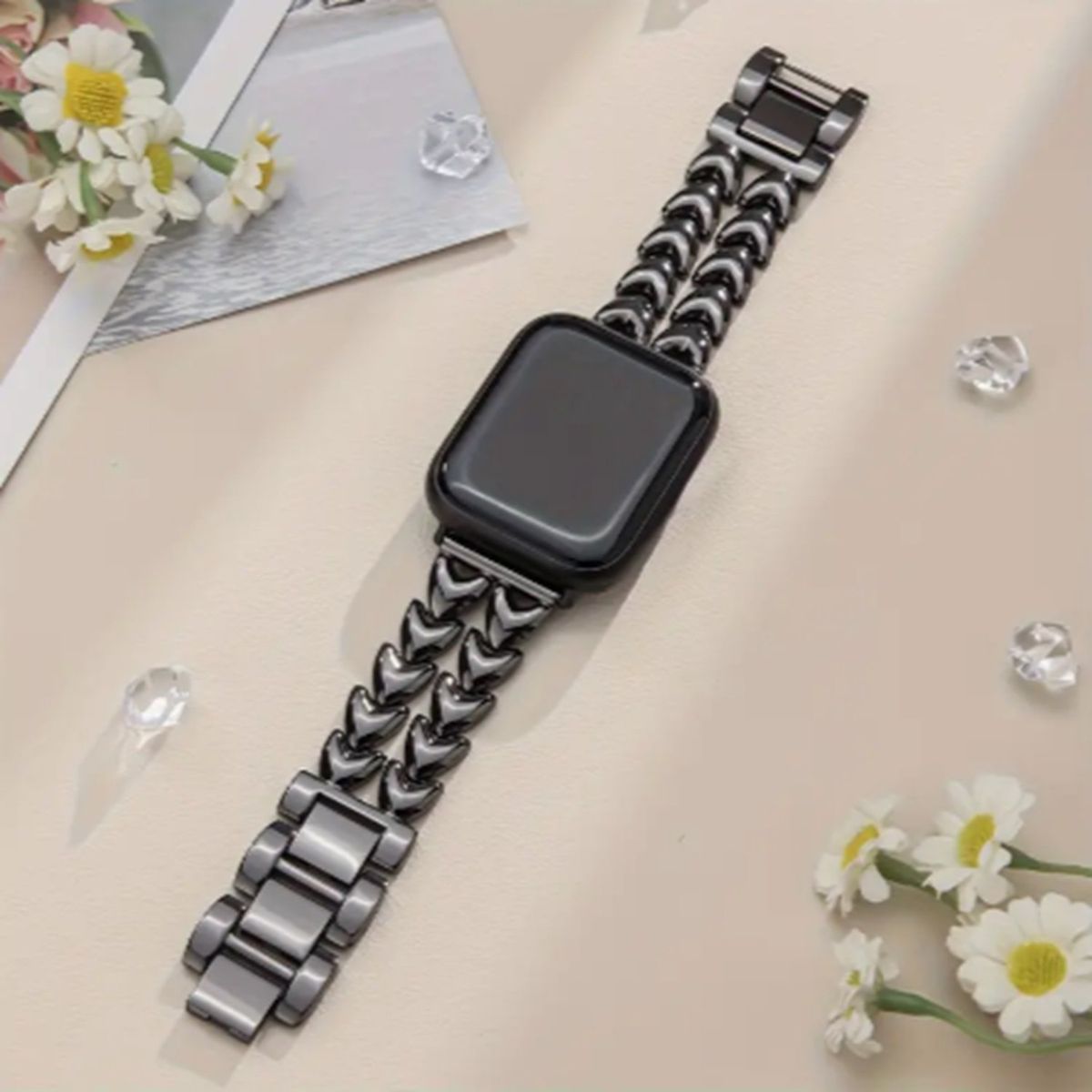 GENERICO - Correa Metalica Doble Coraznes 38mm - Negro