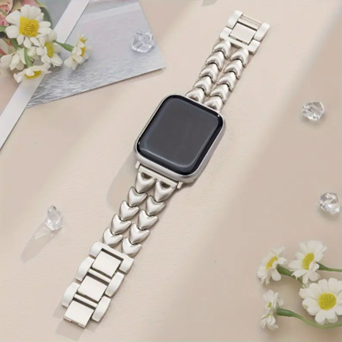 GENERICO - Correa Metalica Doble Coraznes 41mm - Plata