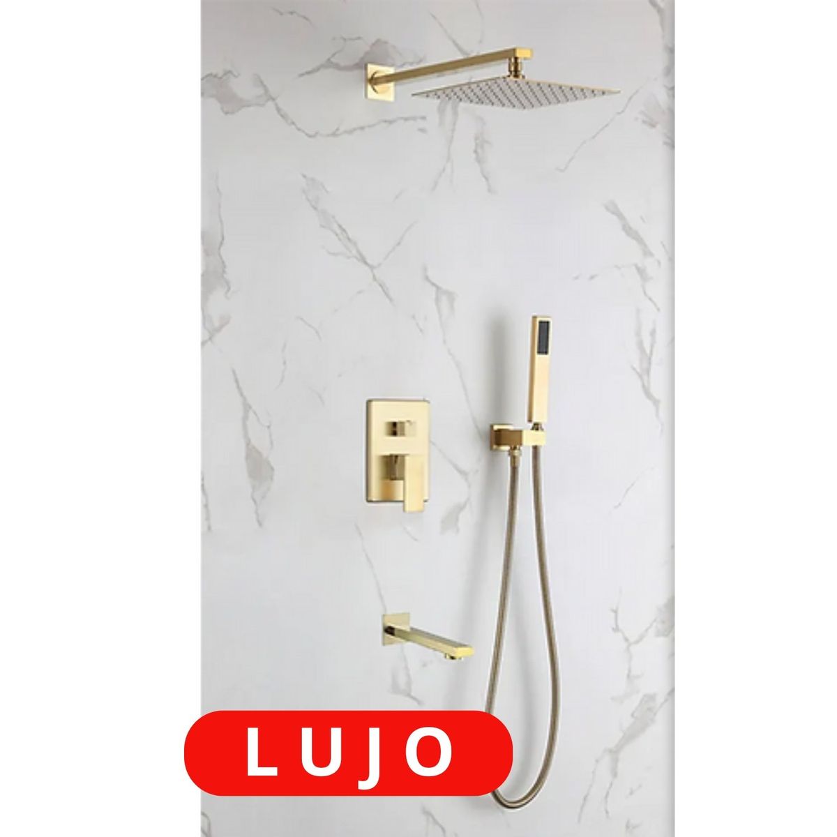 XM - KIT de Mezcladora de Lujo para Ducha Dorada Acero Inoxidsable