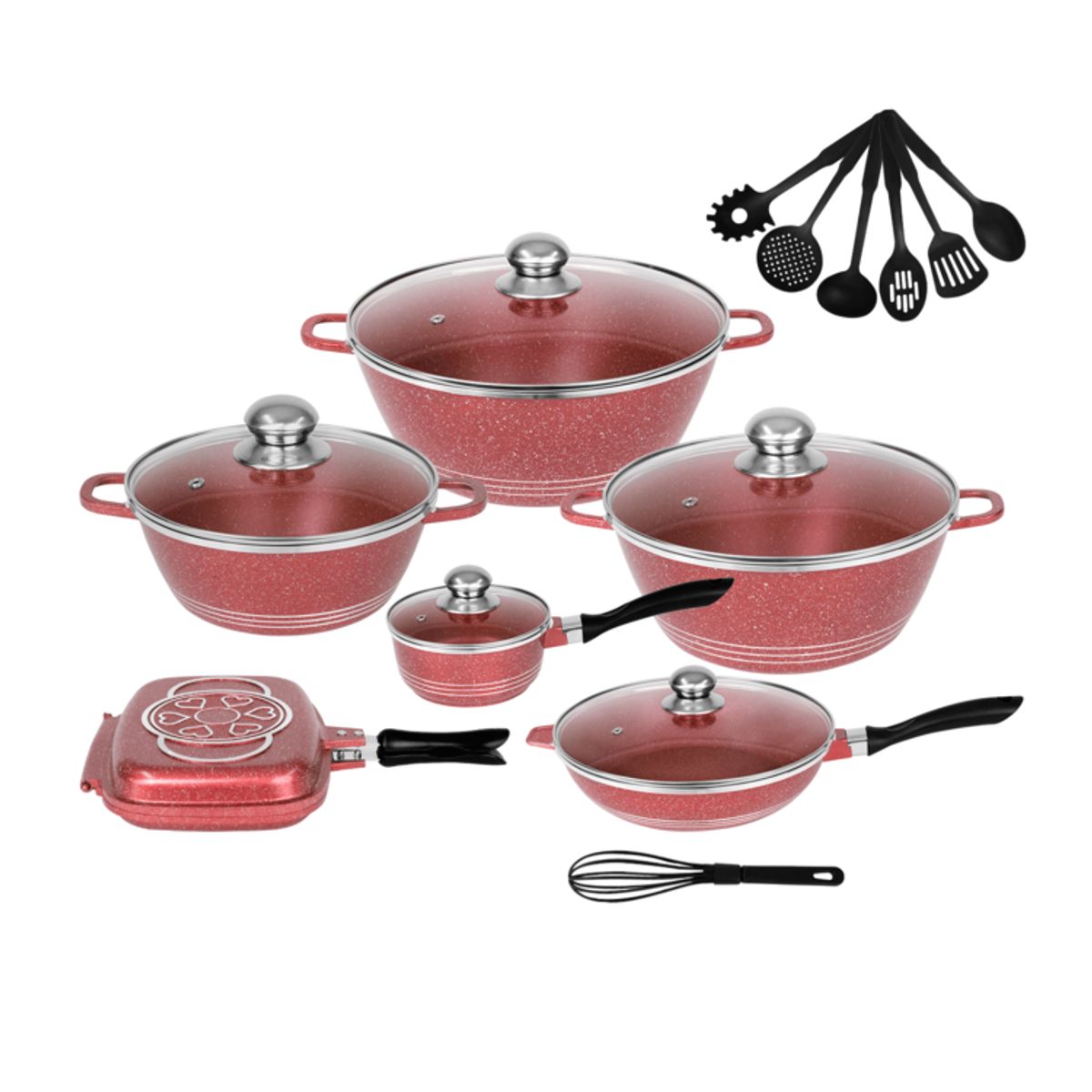 DECOKASA - Set de Ollas Antiadherente y Accesorios 21 PCS - Signature ST02