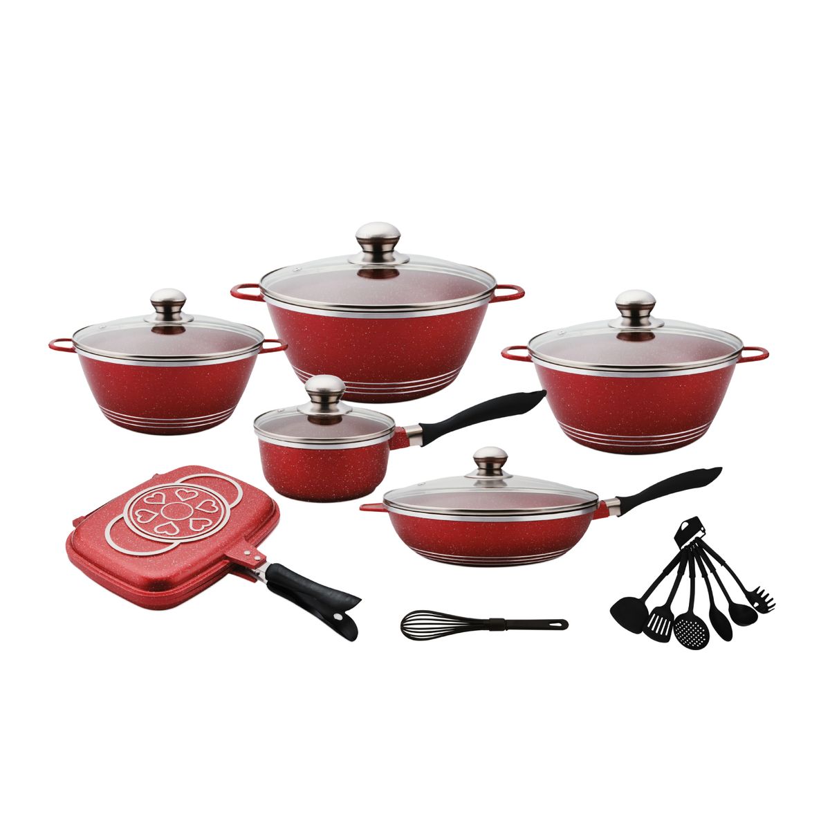 DECOKASA - Set de Ollas Antiadherente y Accesorios 21 PCS - Signature ST02