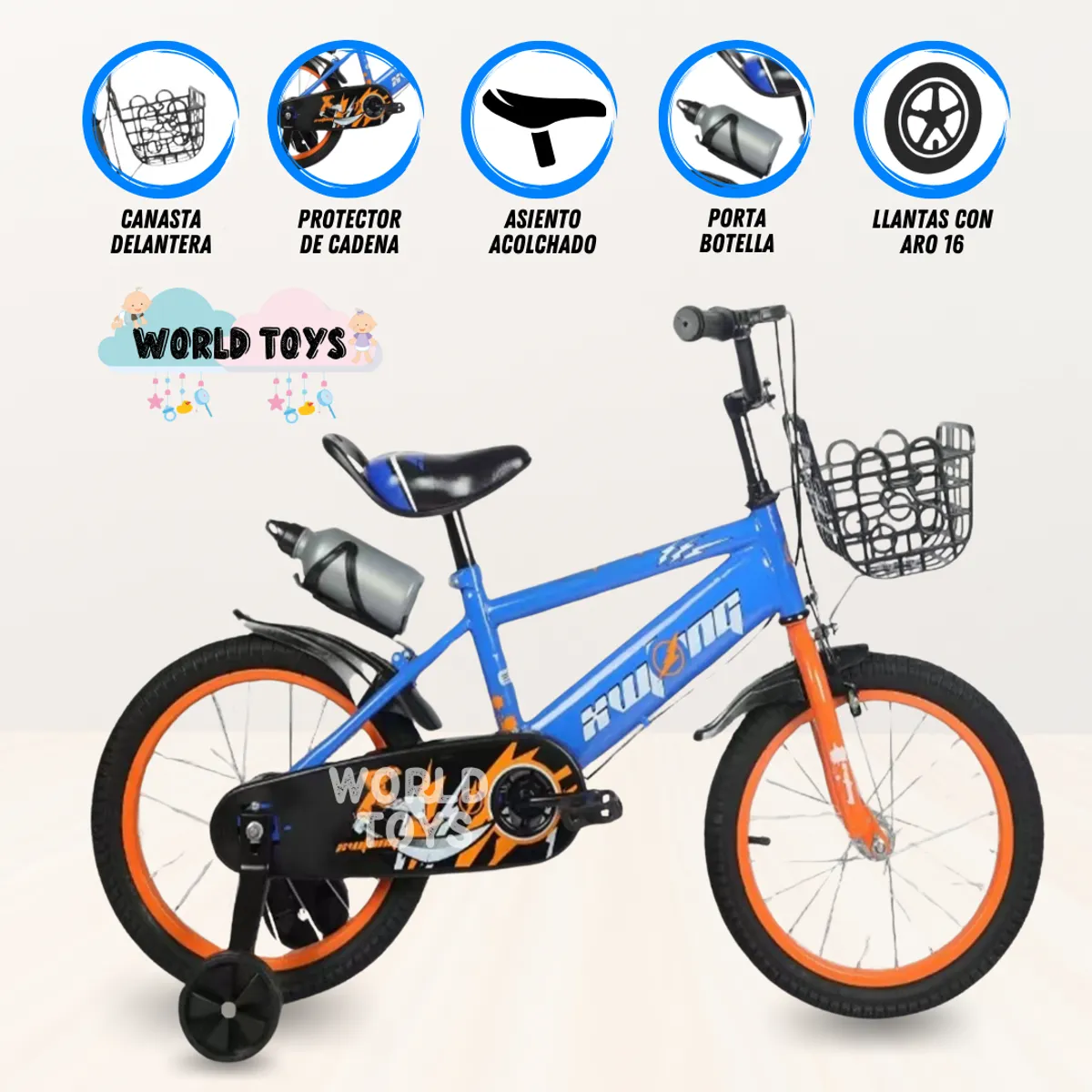 GENERICO - Bicicleta Para Niño Aro 16 «HALIAN» con Toma Todo Blue