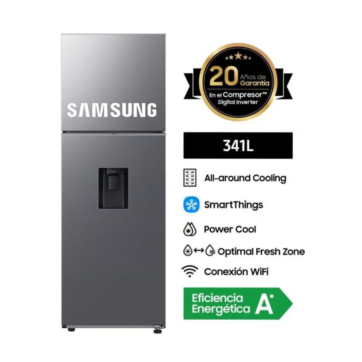 SAMSUNG - REFRIGERADORA SAMSUNG 341L TOP MOUNT FREEZER ALL AROUND COOLING - RT35DG5720S9 SILVER