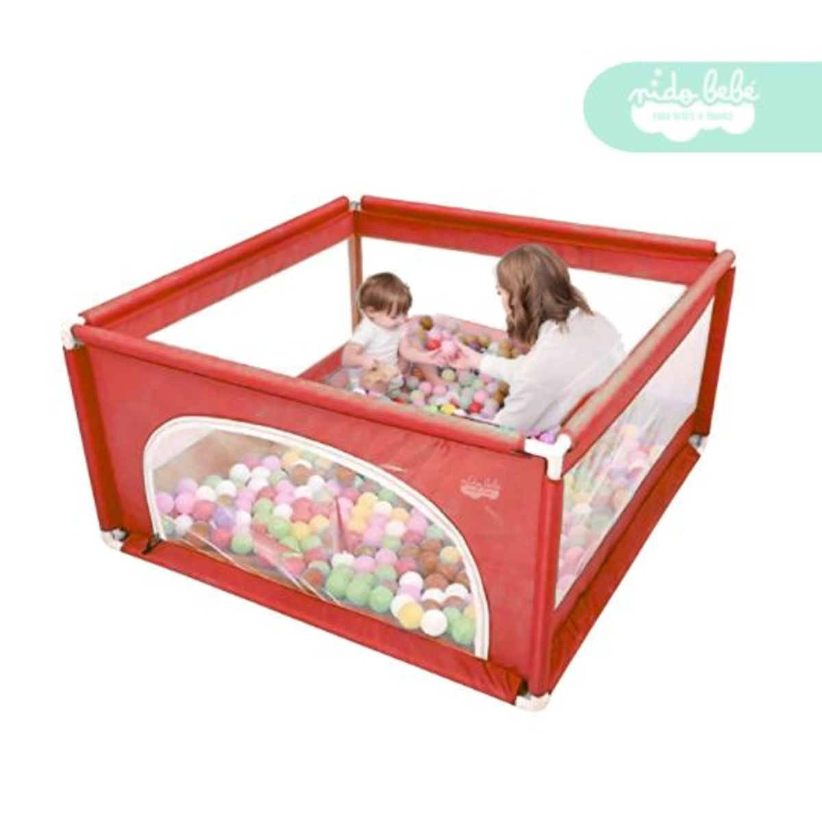 GENERICO - CORRALITO INFANTIL de tela cuadrado rojo