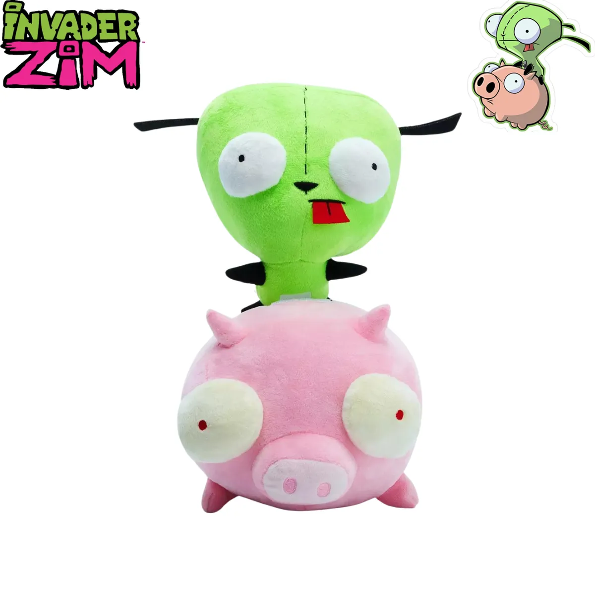 NICKELODEON - Invader Zim GIR y Pig set de 2 peluches - Oficial