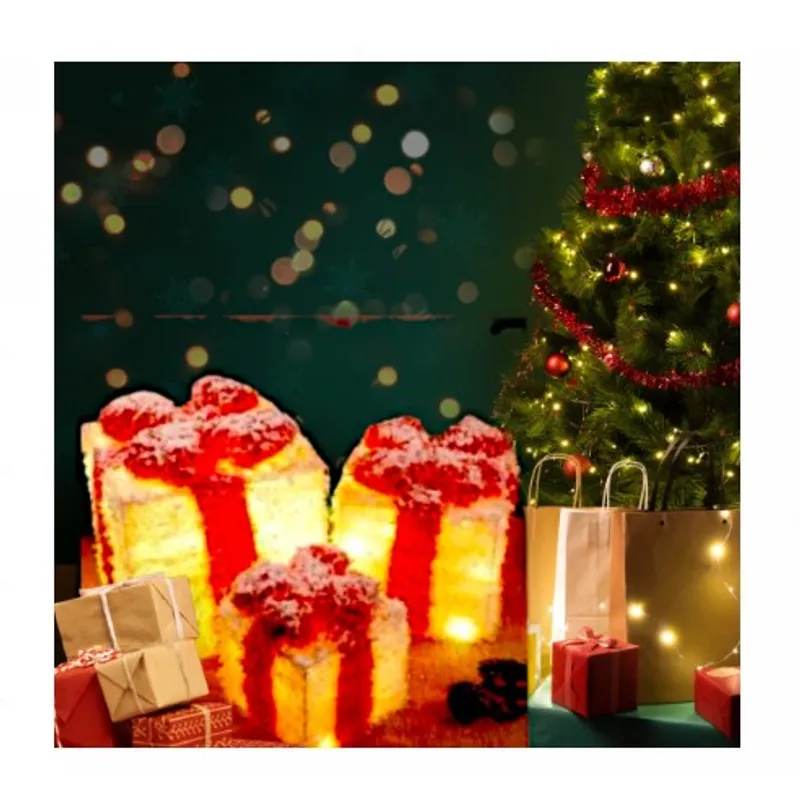 GENERICO - Cajas De Regalo Adorno Navideño Con Luces X 3 Pzas