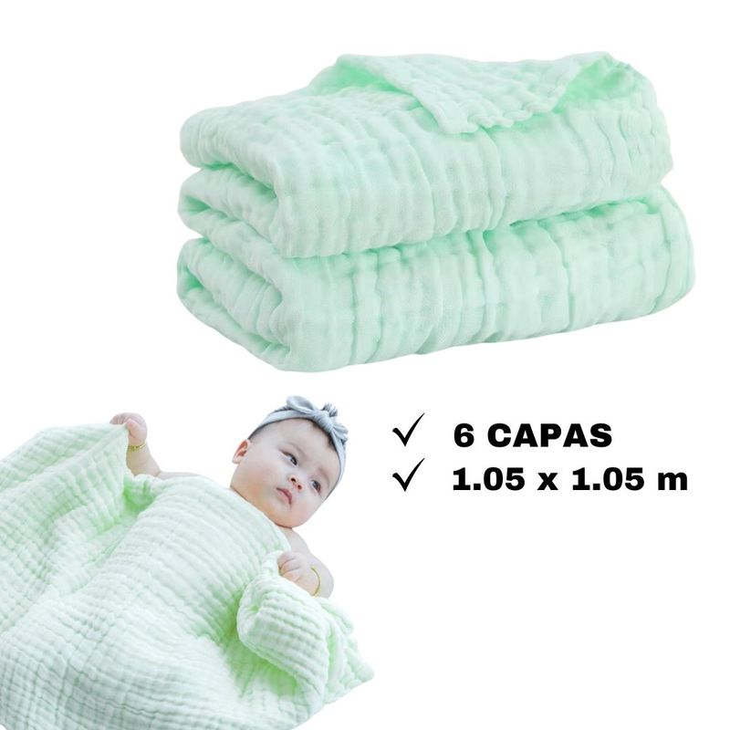 GENERICO - Manta Muselina 6 capas Verde