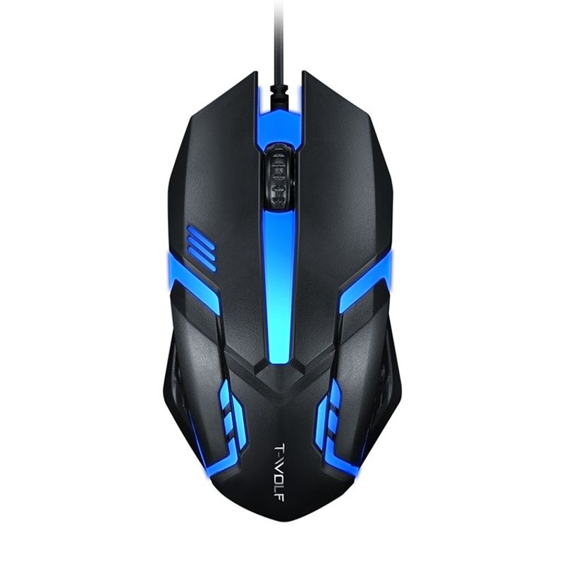 TWOLF - Mouse Optico  Gamer TWOLF V1 RGB Negro USB