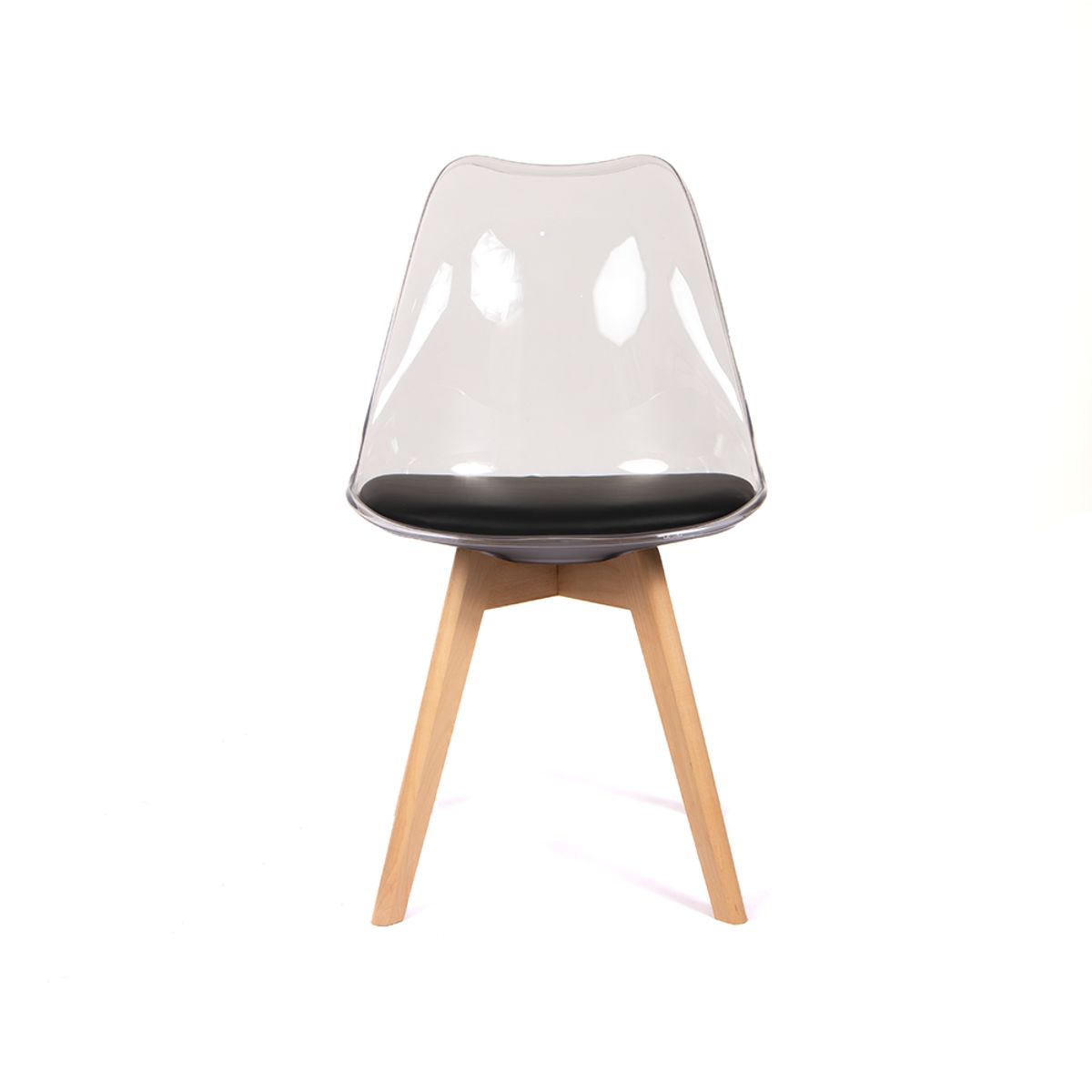 GRUPO CB - Silla Acolchada Modelo Eames Transparente con Asiento Negro