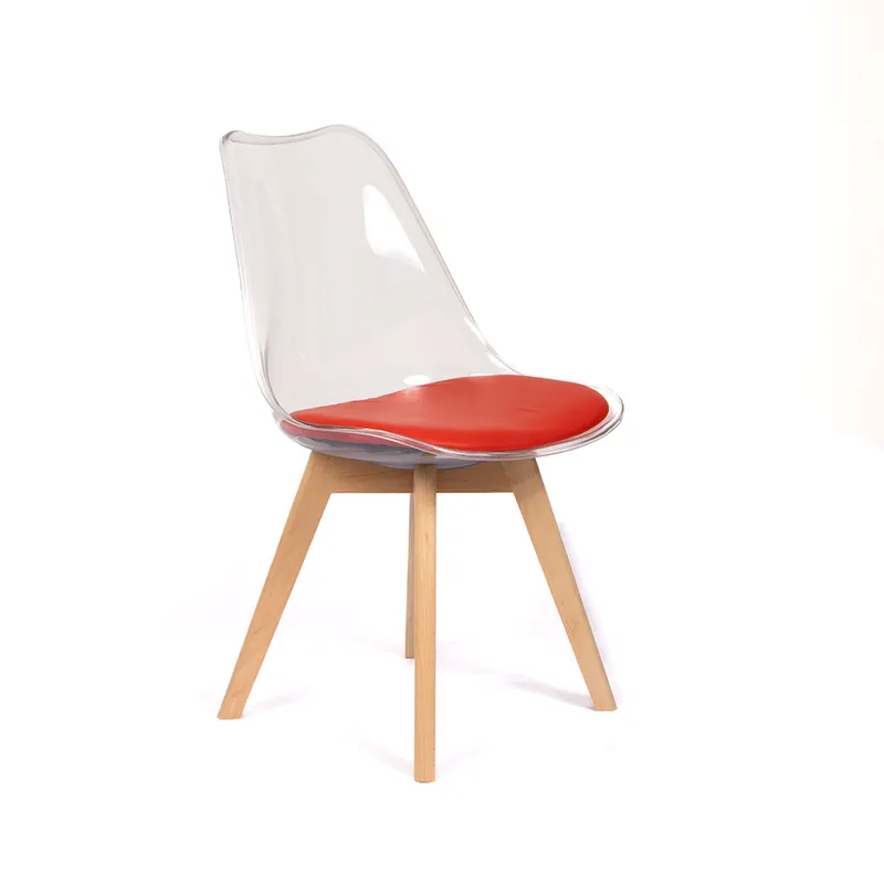 GRUPO CB - Silla Acolchada Modelo Eames Transparente con Asiento Rojo