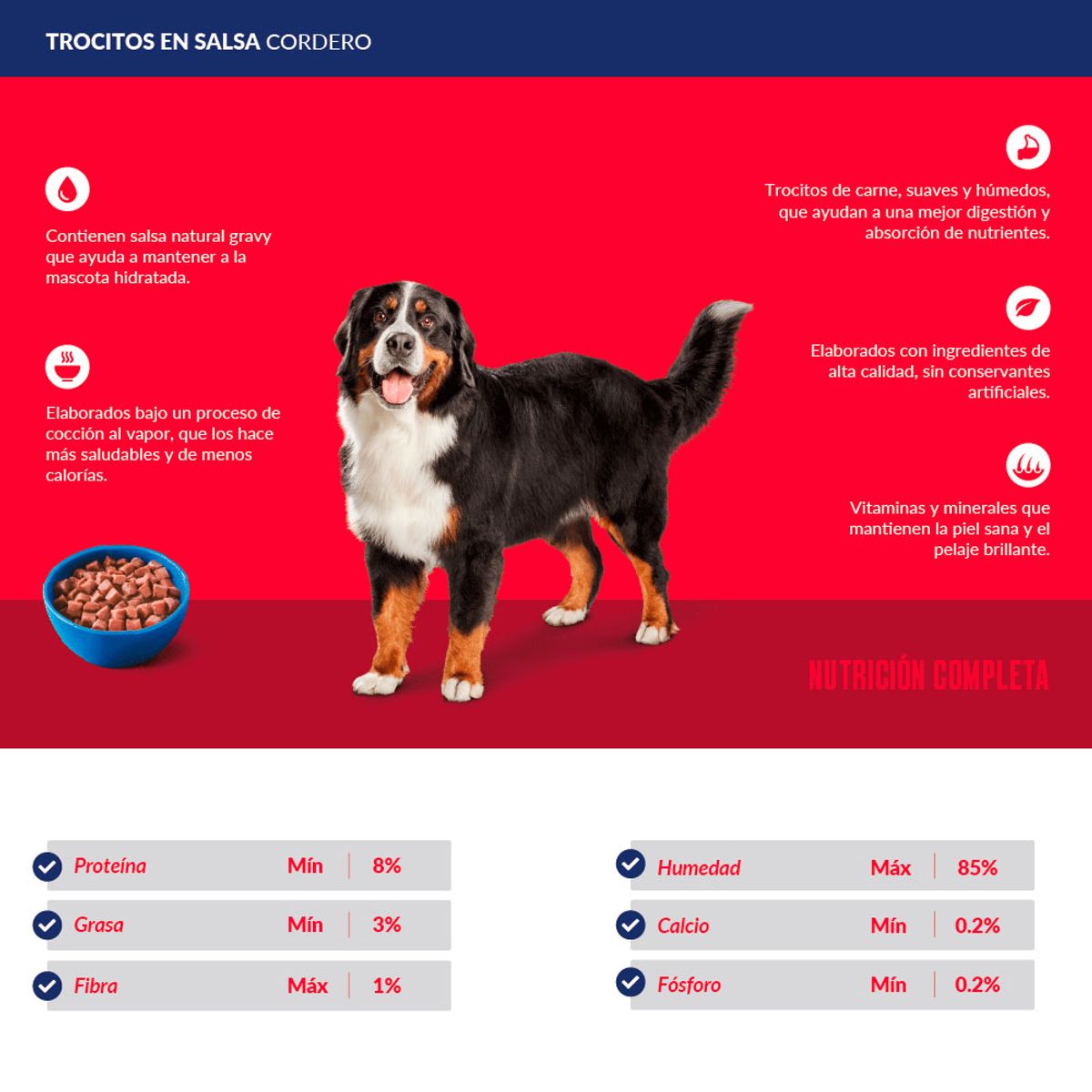 GENERICO - Pack x5 Comida Húmeda Perro Ricocan Trocitos Cordero 100gr