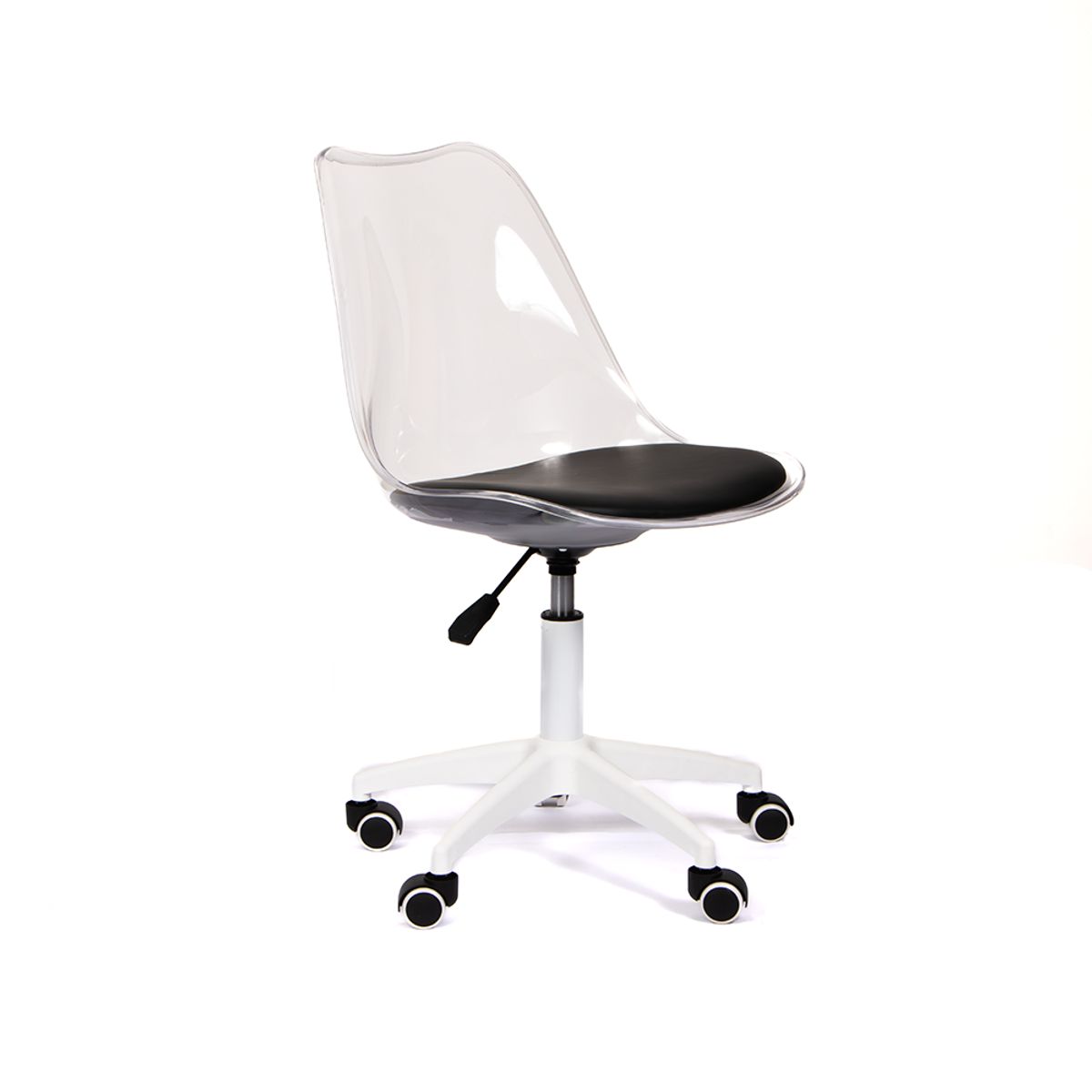 GRUPO CB - Silla Giratoria Acolchada Modelo Eames Transparente con Asiento Negro