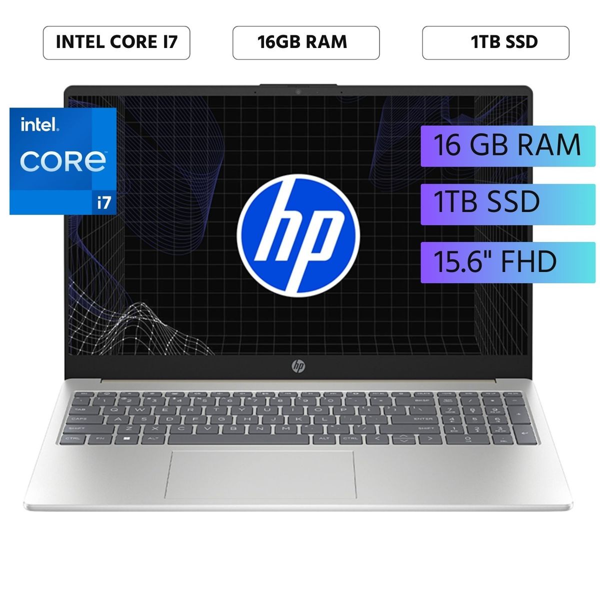 HP - Laptop HP 15-fd0280la 15,6 FHD Intel Core i7-1355U, Ram 16GB, SSD 1TB, Free Dos