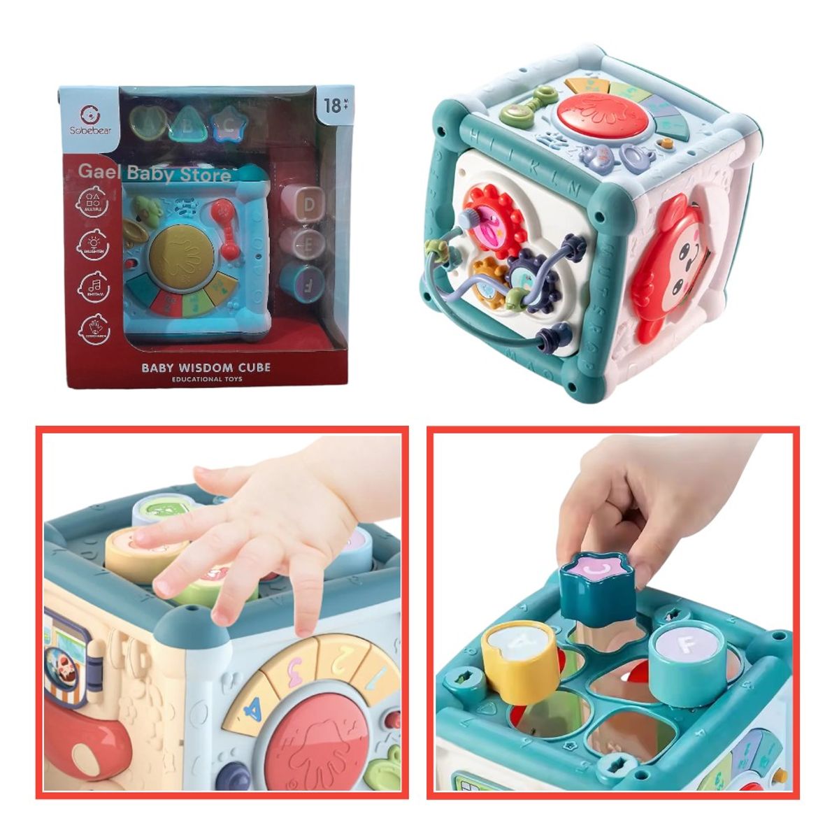 GENERICO - JUGUETE CUBO DE APRENDIZAJE MUSICAL  PARA BEBÉS Y NIÑOS