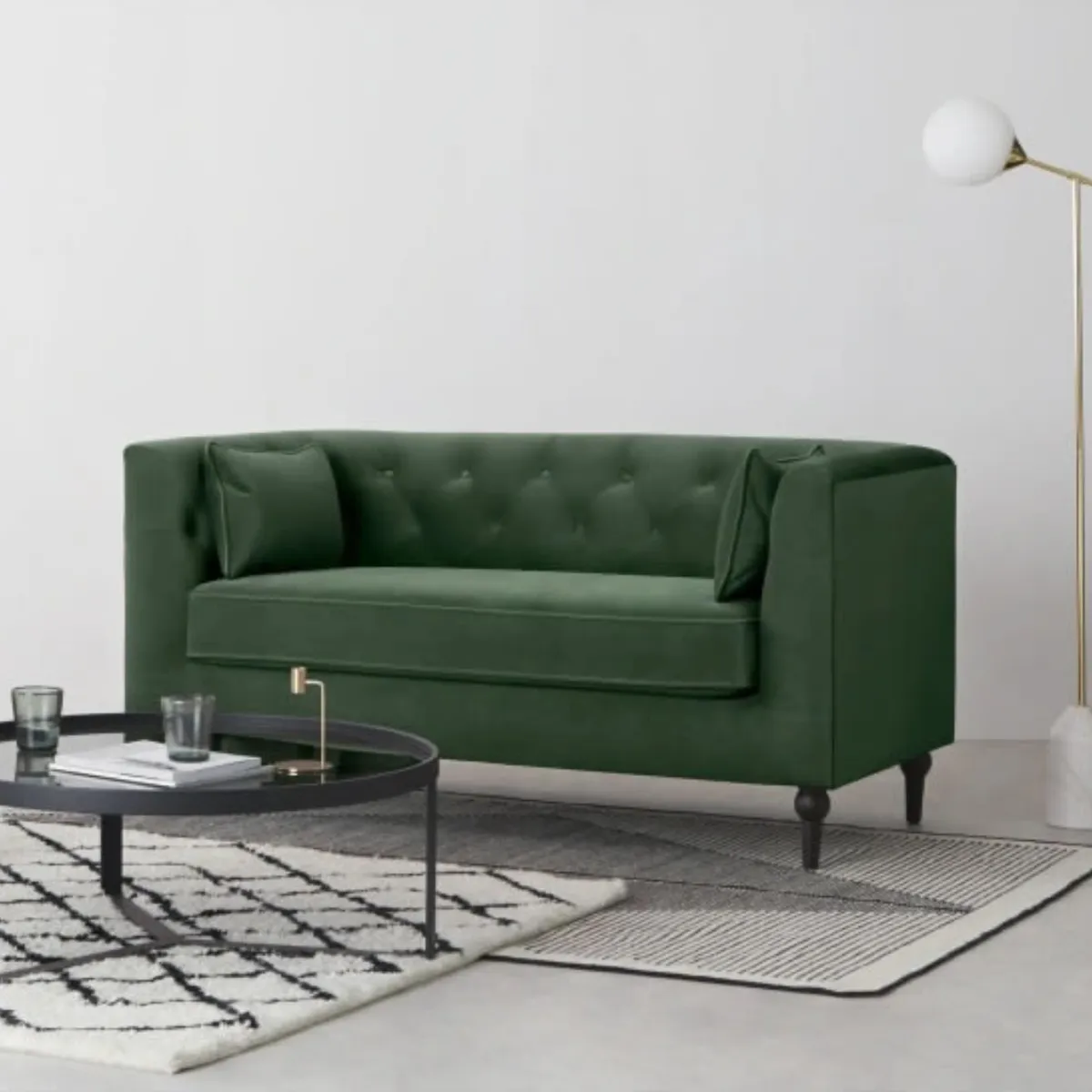 YOLODECORO - Sofá de 2 Cuerpos Flynn Verde Olmo