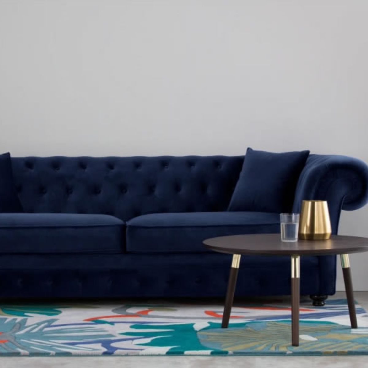 YOLODECORO - Sofá de 3 cuerpos Chesterfield Branagh Azul Eléctrico