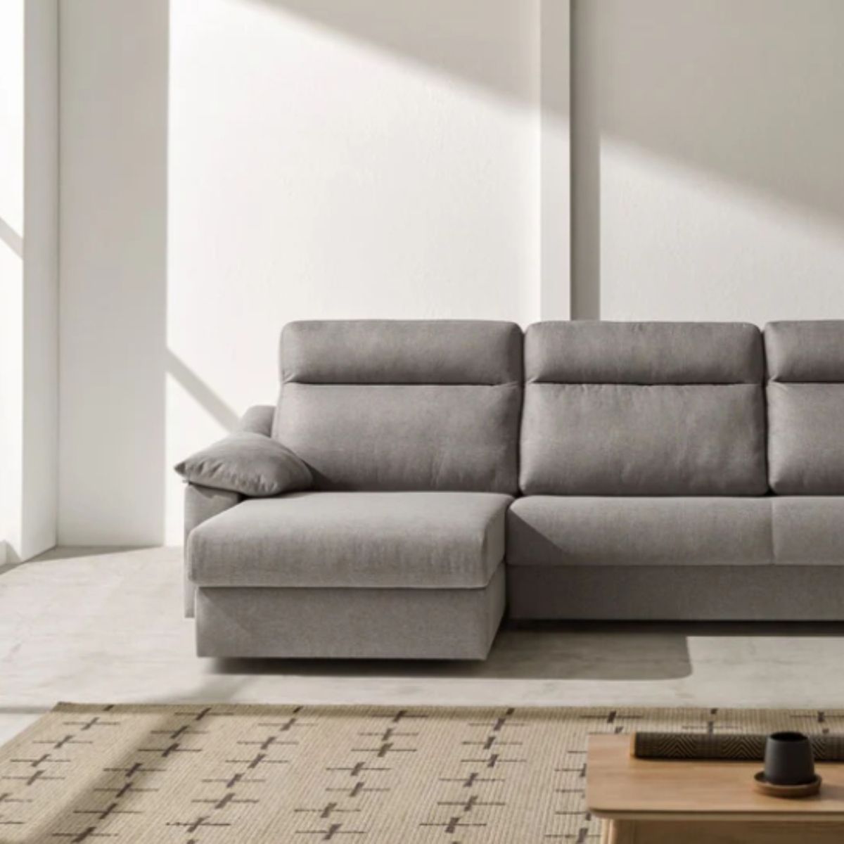 YOLODECORO - Seccional con Chaise Longue a la Izquierda Berton Gris