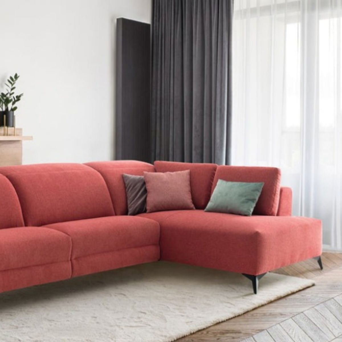 YOLODECORO - Seccional con Chaise Longue a la Derecha Amicci Coral