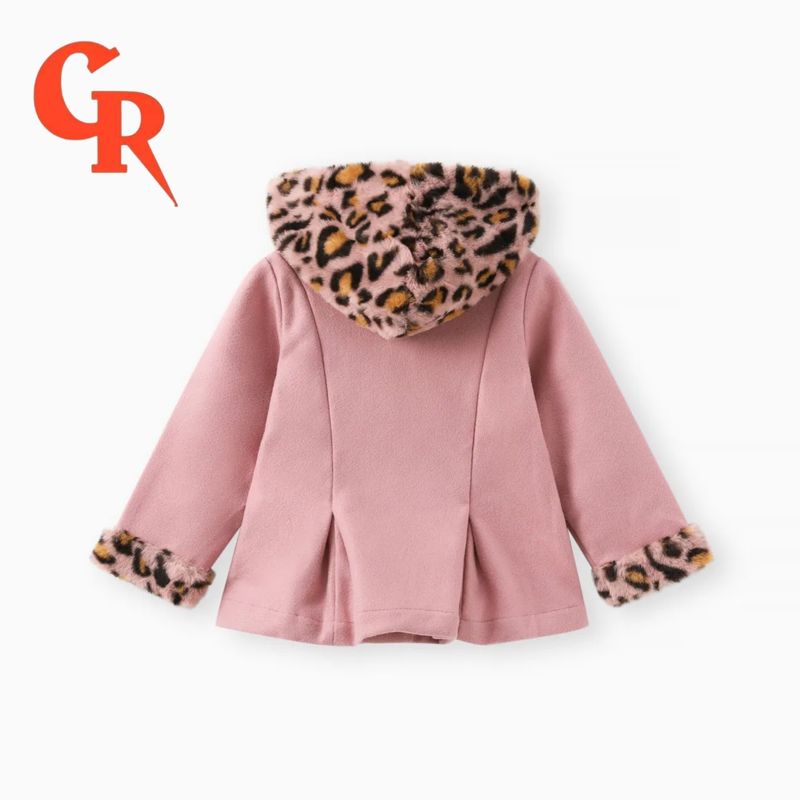 GENERICO - ABRIGO CON CAPUCHA ANIMAL PRINT MANGA LARGA ELEGANTE NIÑAS