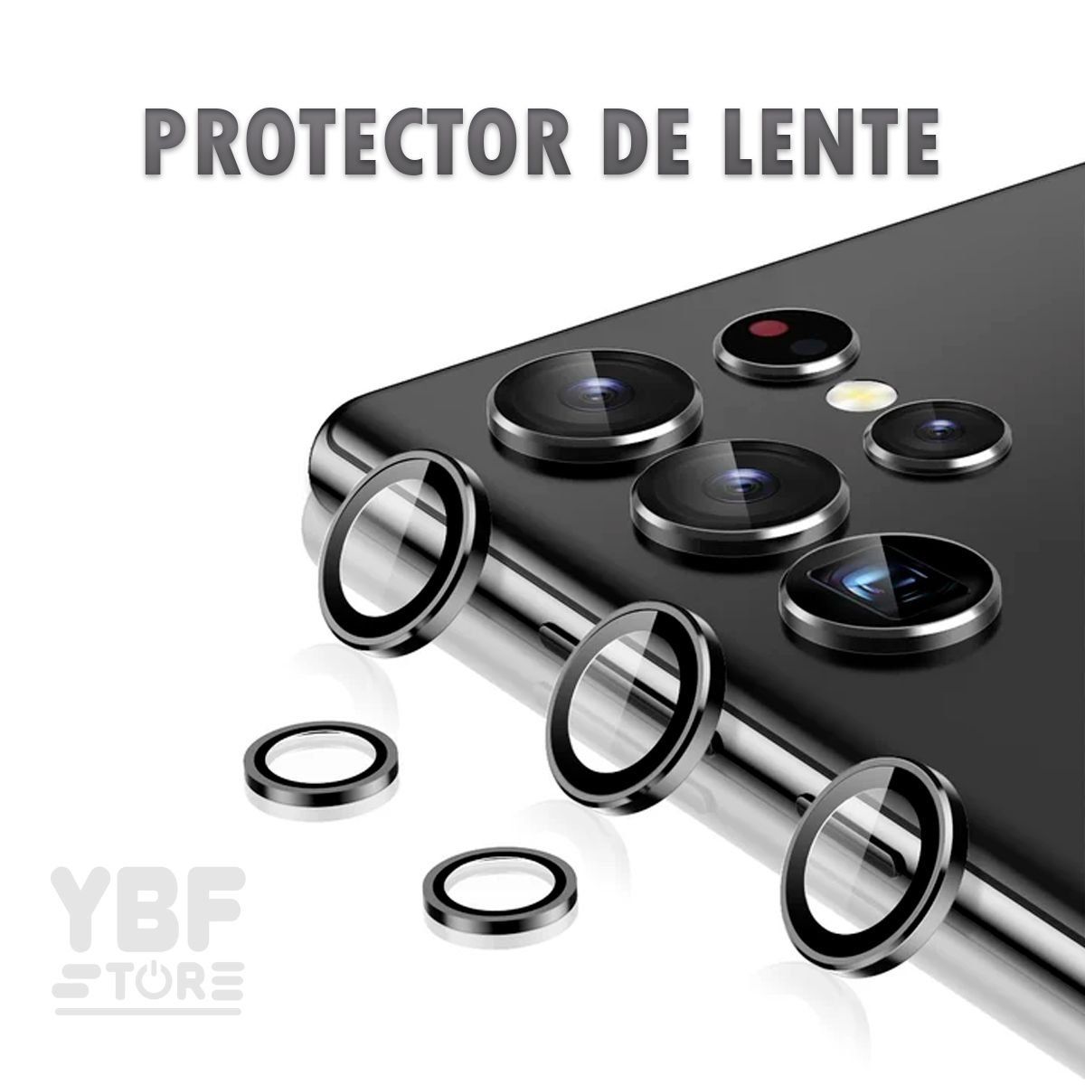 GENERICO - LENTE PROTECTOR CAMARA METALIZADO NEGRO PARA SAMSUNG GALAXY S23 ULTRA