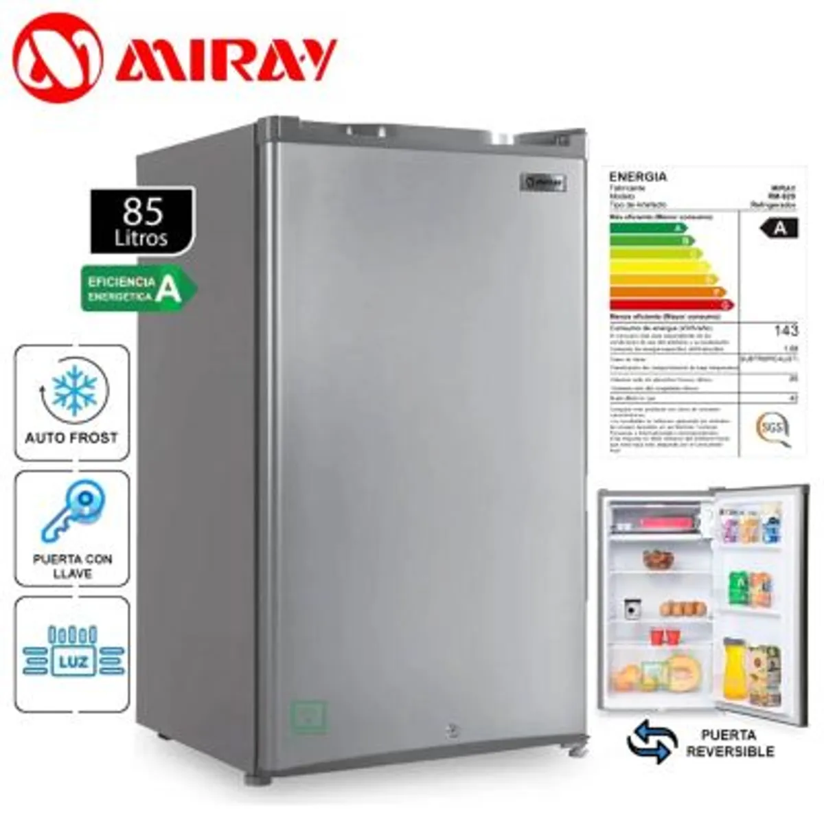 MIRAY - Frigobar-Refrigeradora Miray RM-92S 85 L