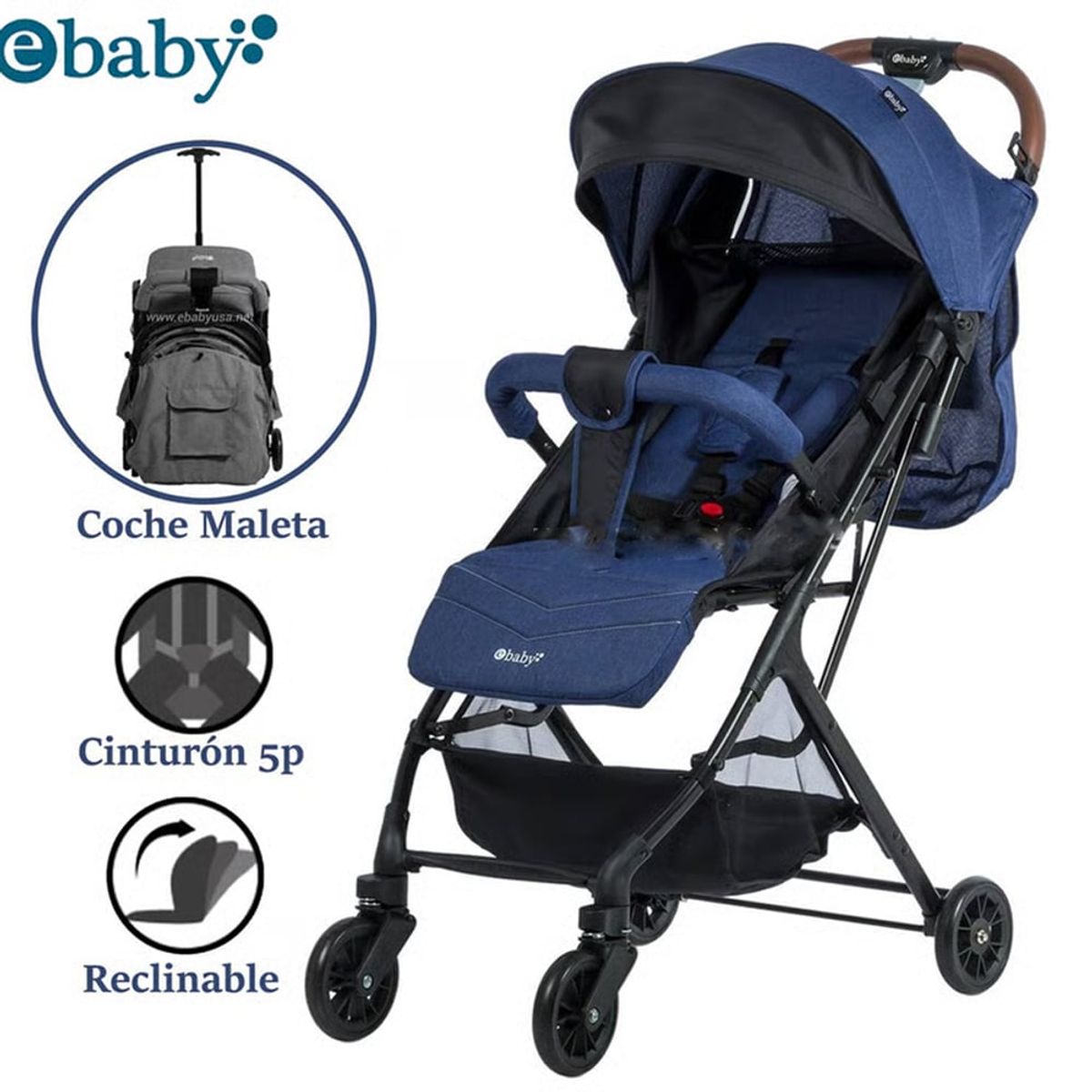 EBABY - Coche Maleta Ebaby Respaldar Reclinable Kalan Azul